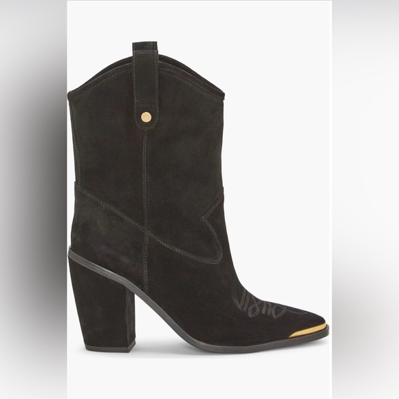 Black Suede Cowboy Boots - Picture 3 of 4